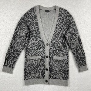 Rails Sweater Womens XS Gray Animal Print Oslo Alpaca Wool Blend Cardigan‎ Cozy